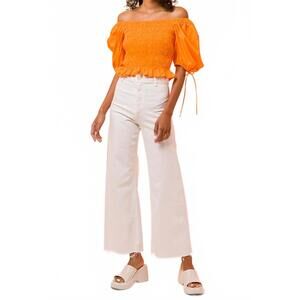 NEW LINE AND DOT amber smocked top in orange